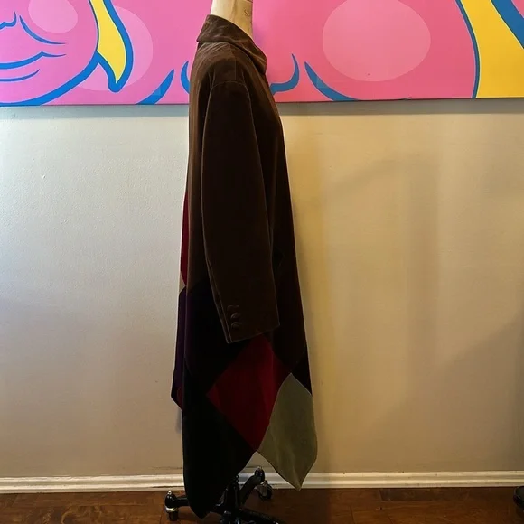 Moschino Couture Brown Patchwork Harlequin Velvet Coat - Picture 5 of 16